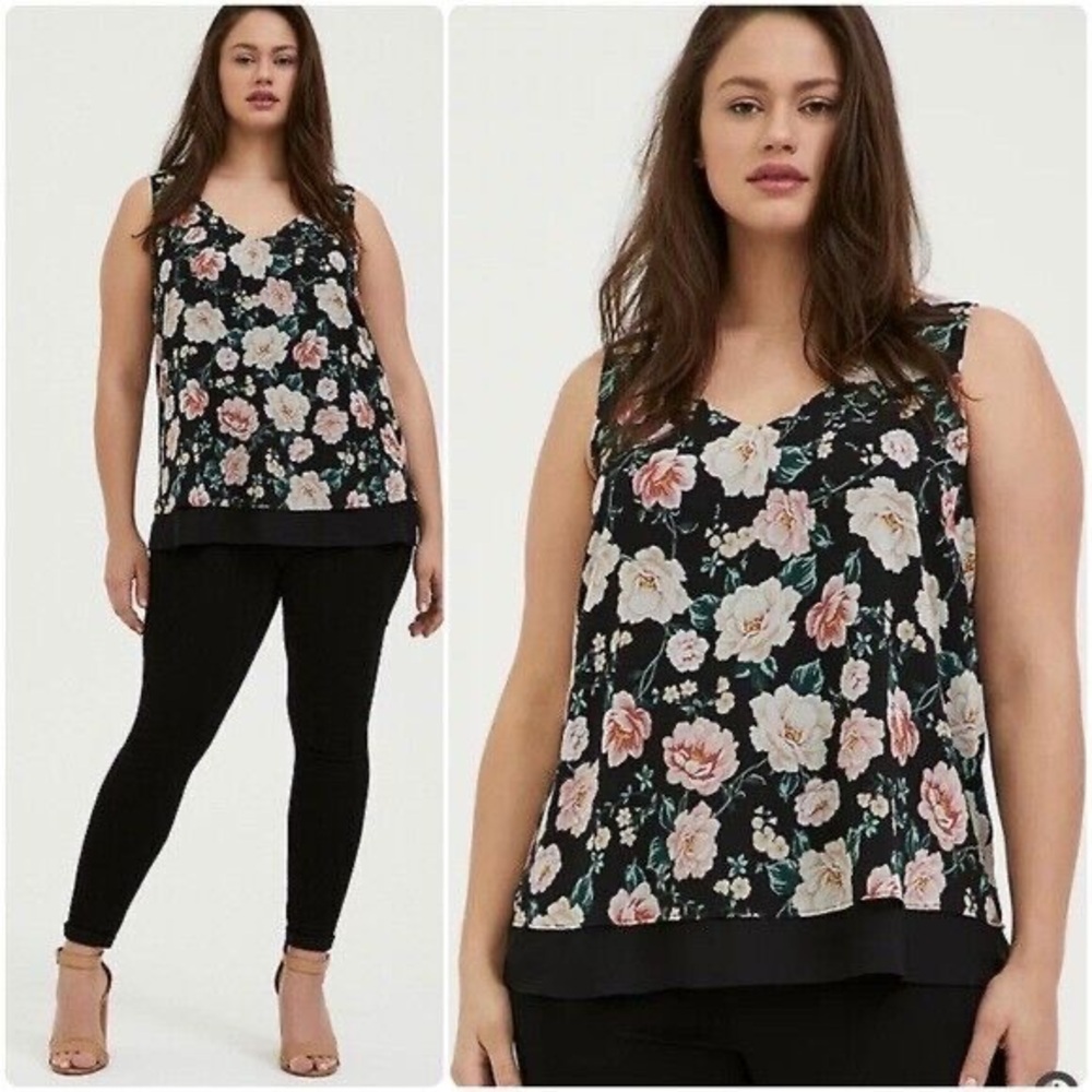 NWT torrid Black Double Layer Chiffon Sleeveless Top, Size 1